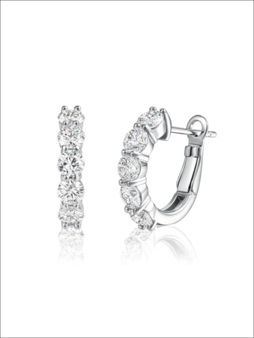 5-Stone VVS1 Moissanite Hoop Earrings 18K Gold Plated 925 Sterling Silver